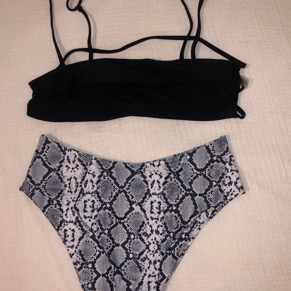 Black and snakeskin bikini